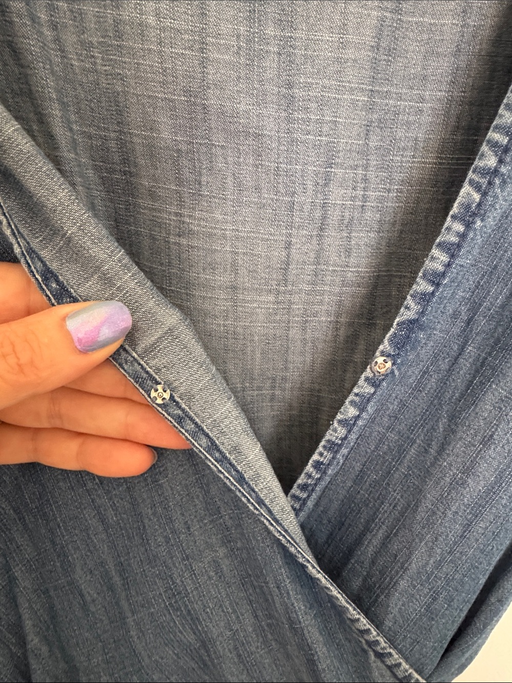 J. Crew Denim Wrap Maxi Dress with Tie Waist - Picture 5 of 10
